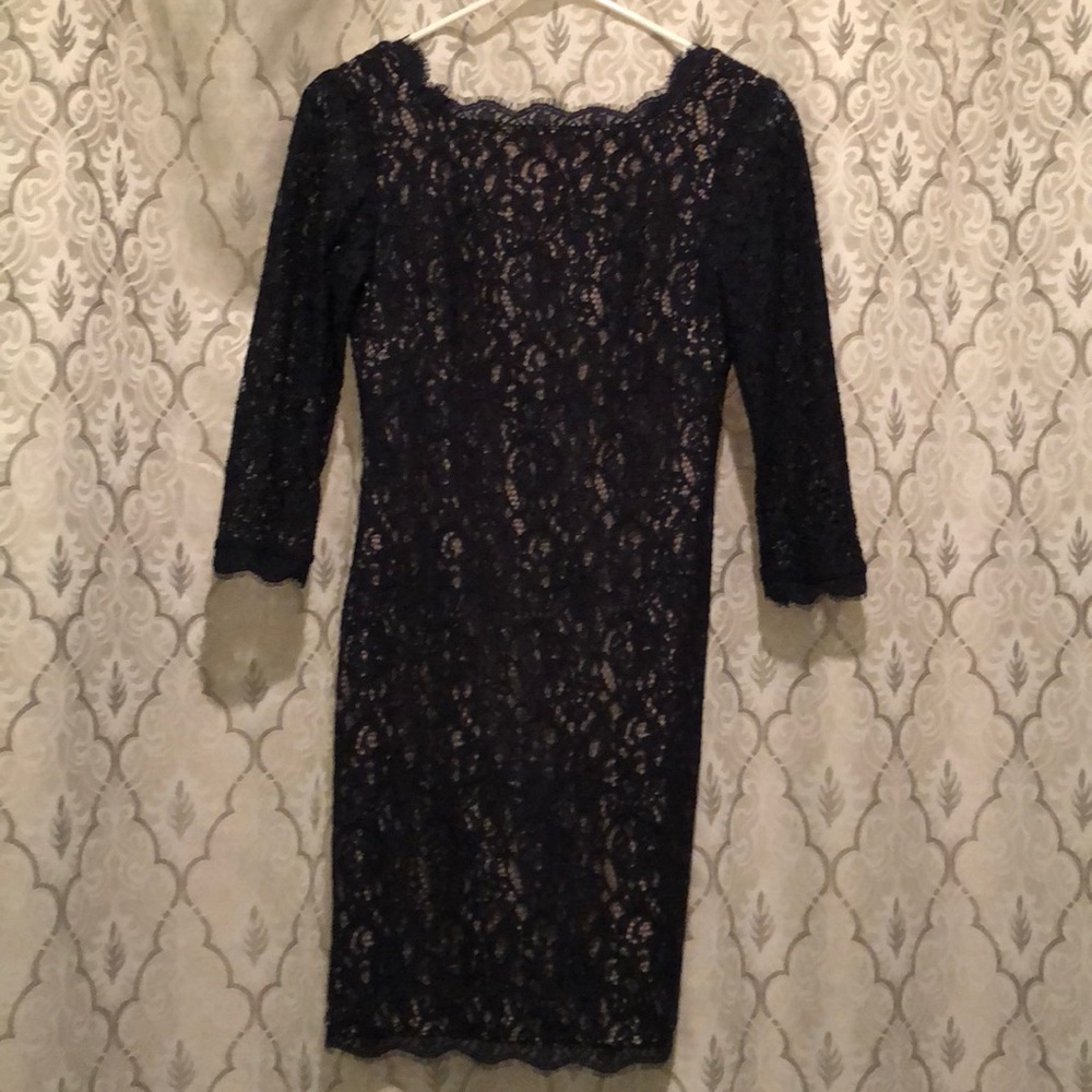 Adrianna Papell navy blue lace dress